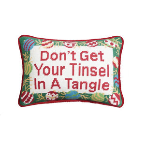 Tinsel Tangle Embroidered Needlepoint Pillow