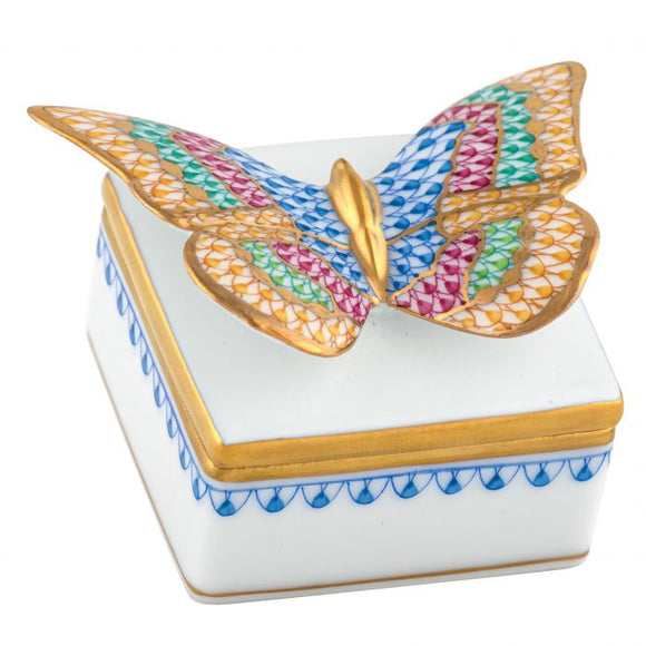 Herend Butterfly Box, Blue