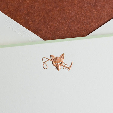 Fox Mask Note Cards - Engraved in Copper