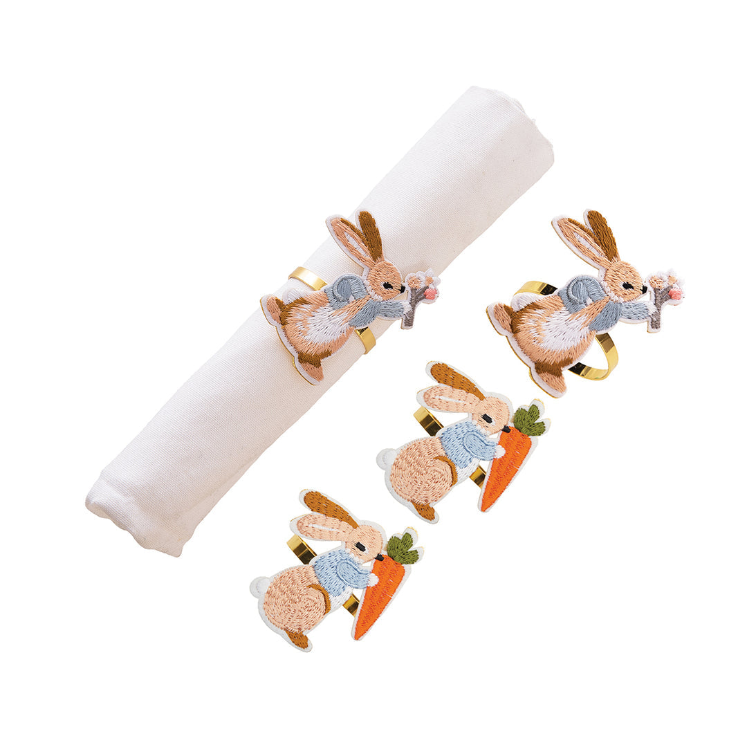 Rabbit & Carrot Napkin Ring, Set of 4