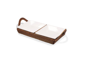 Rectangular Tray with 2 Porcelain Dividers