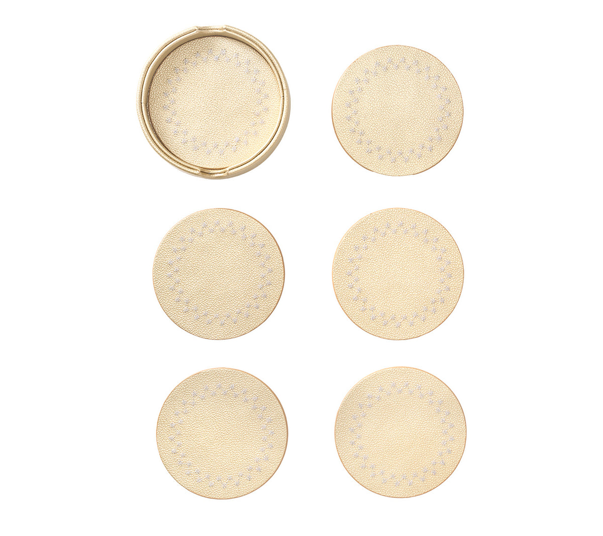 Kim Seybert Starry Night Coaster in Gold & Silver, Set of 6 in a Caddy