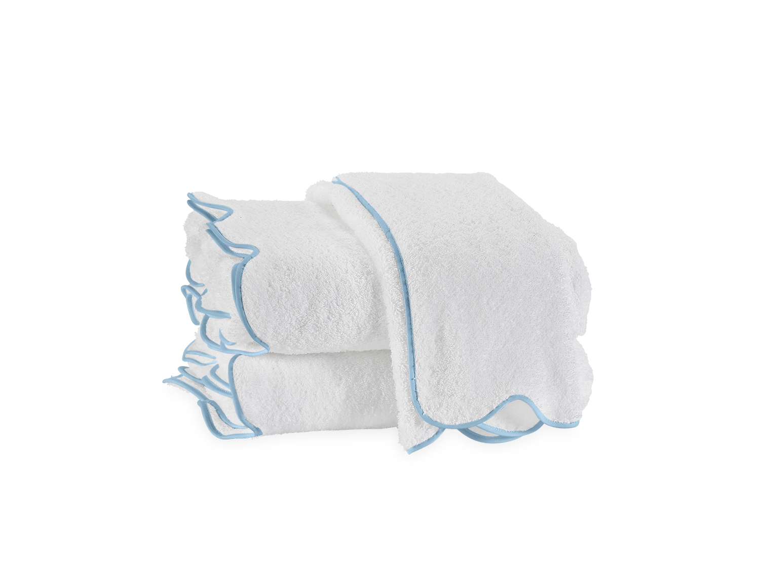 Matouk Cairo Scallop Towel with Single Initial, Blue