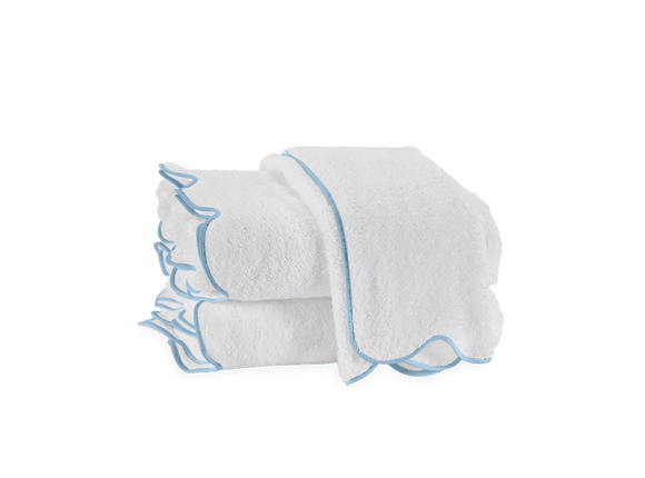 Matouk Cairo Scallop Towel with Single Initial, Blue