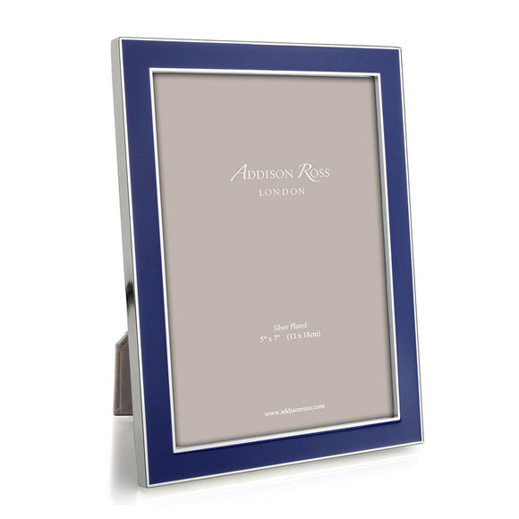 Royal Blue Enamel Picture Frame w/ Silver Trim