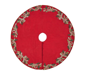 Kim Seybert Tidings Tree Skirt in Red, Green & Gold