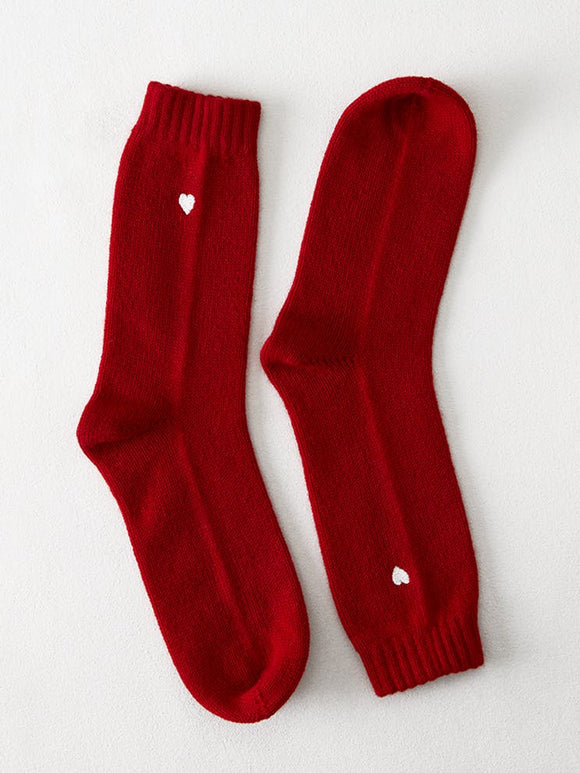Sleeping Socks with Embroidered Heart