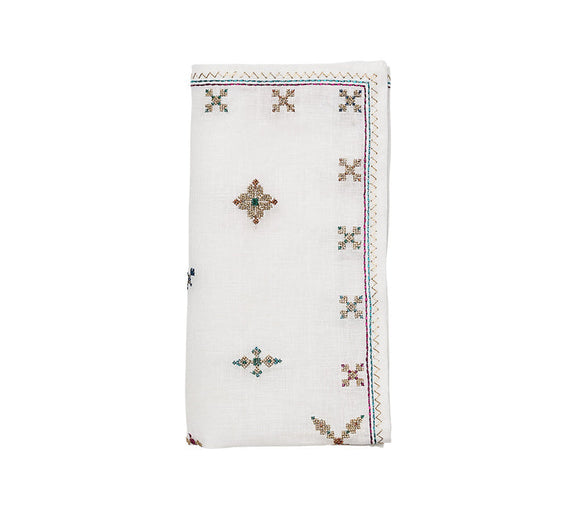 Kim Seybert Fez Napkin in White/Gold/Multi