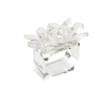Kim Seybert Spectra Napkin Ring in Clear & White, Set of 4 in a Gift Box