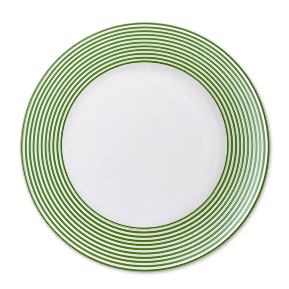 Caskata Newport Stripe Verde Rimmed Dinner Plate, Set of 4