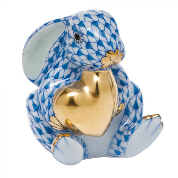 Herend Bunny with Heart, Blue