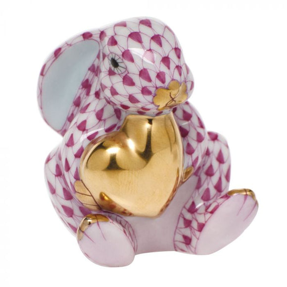 Herend Bunny with Heart, Raspberry