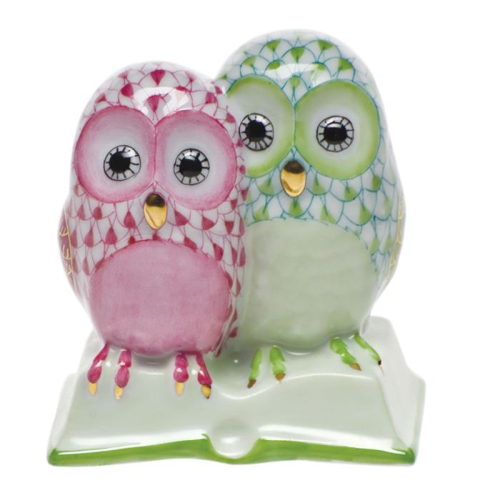 Herend Pair of Owls on Book