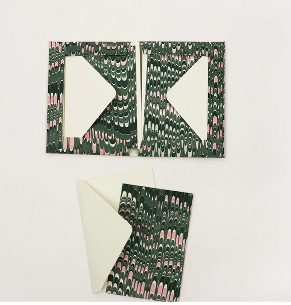 Green Hand Marbled Greeting Card Set(8)-Grn Mt.
