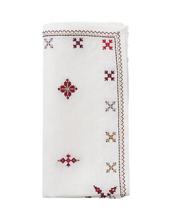 Kim Seybert Fez Napkin in White & Red & Green