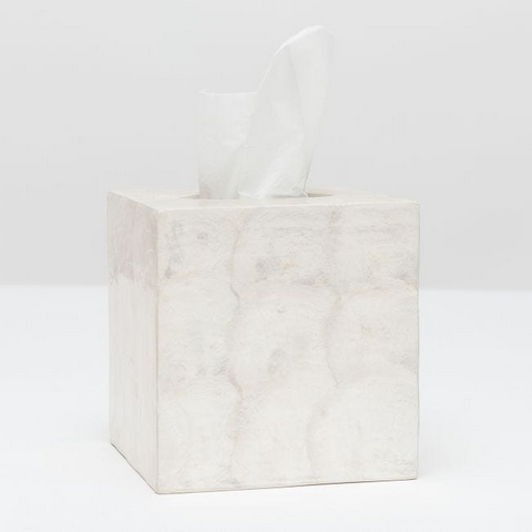 Andria Tissue Box, Square Straight - Pearlized Capiz