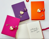 Embossed Heart Lock Diary- Assorted Colors