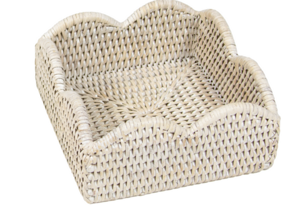 Scallop Rattan C/N Holder, Wht/Nat