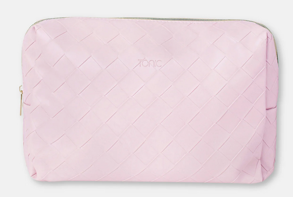 Woven Beauty Bag (large)-Peony Pink