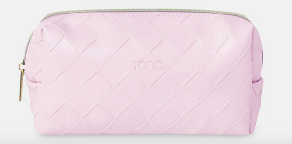 Woven Beauty Bag (small)-Peony Pink