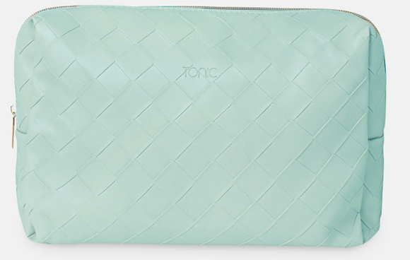 Woven Beauty Bag (large)-Teal