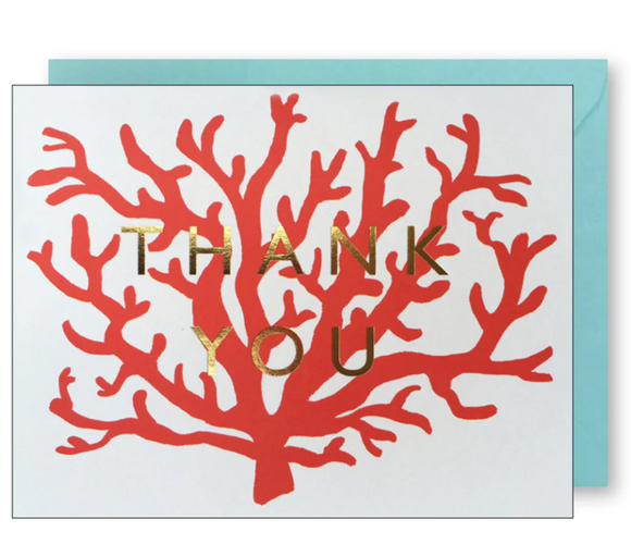 Gold Foil Coral Thanks Boxed Notecards(8ct)