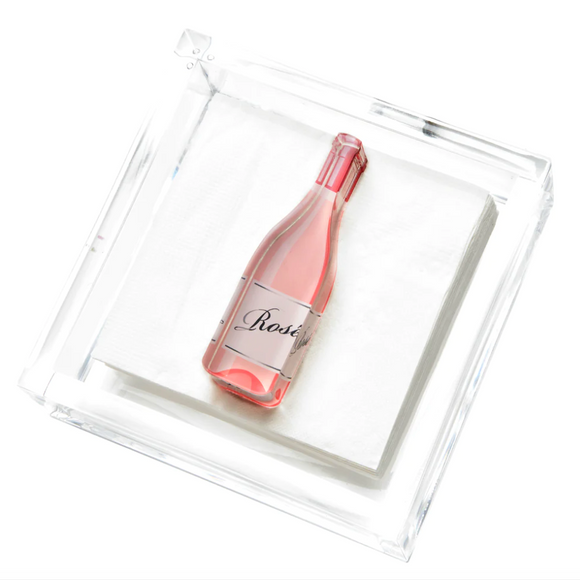 Cocktail Napkin Holder - Rose Wine Bottle