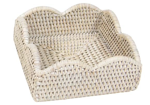 Rattan Scallop Luncheon Holder- Cream