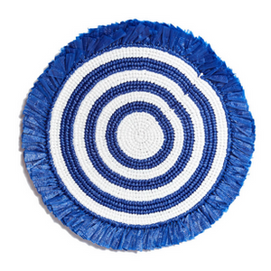 Woven Fringe Placemat - Navy & White