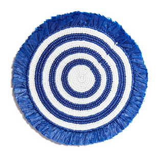 Woven Fringe Placemat - Navy & White