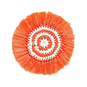 Woven Fringe Coasters - Orange & White - Set of 4