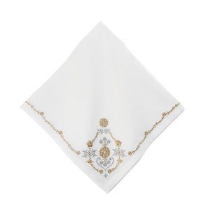 Juliska Heidi Embroidered Napkin - Gold/Silver