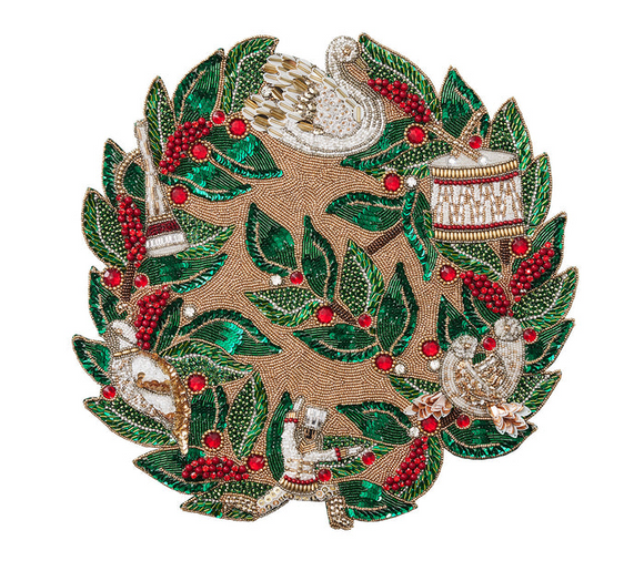 Kim Seybert Xmas Carol Placemat in Red, Green & Gold