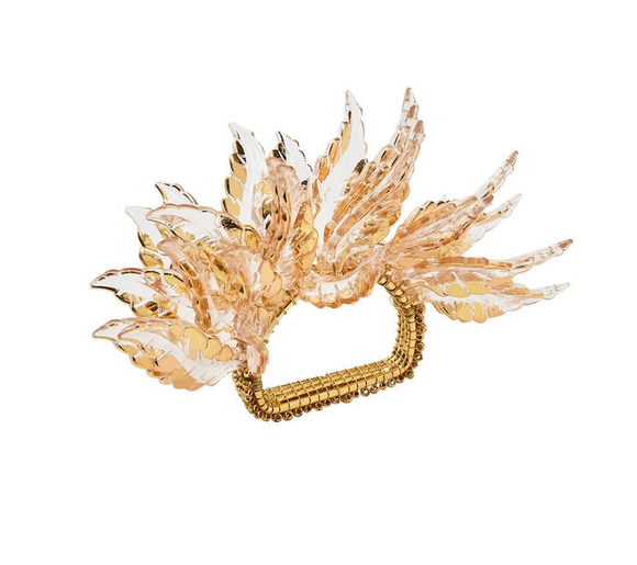 Kim Seybert Gilded Leaves Napkin Ring in Gold