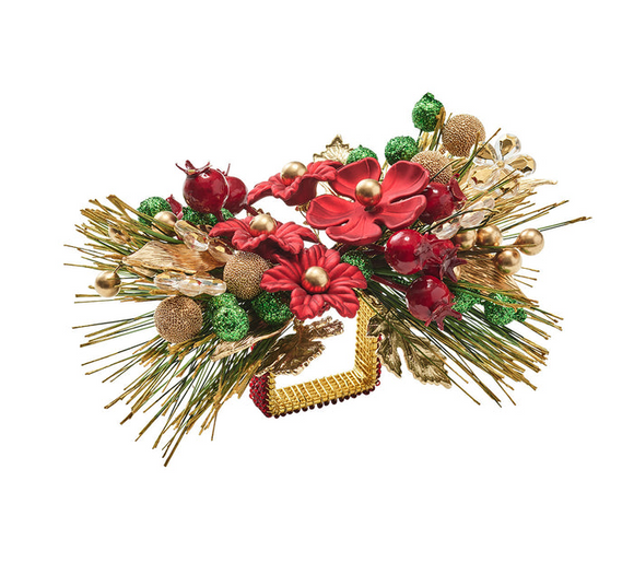 Kim Seybert Xmas Carol Napkin Ring in Red, Green & Gold