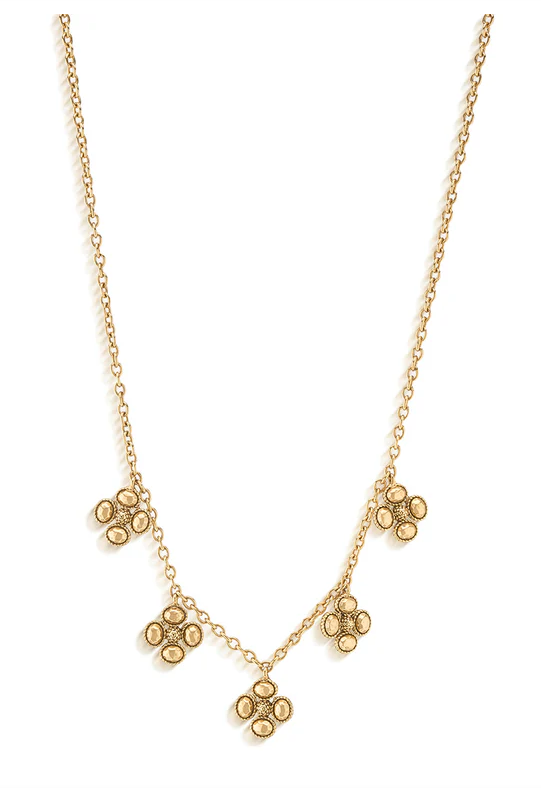 Berry Clover Multi Station Necklace, 16"+2" - Gold