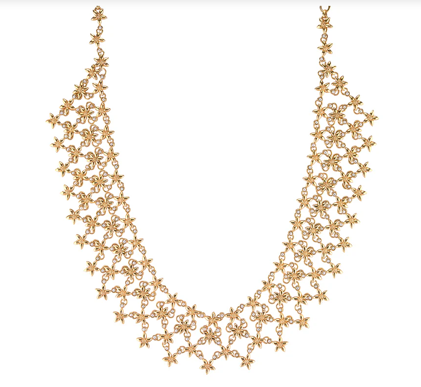 Jasmine Cascade Necklace, 16"+2 - Pearl White