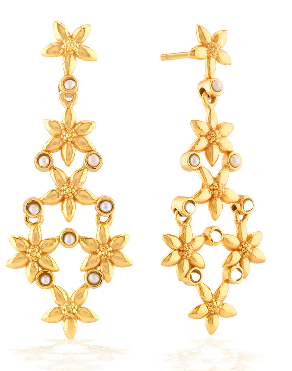 Jasmine Drop Earrings - Pearl White