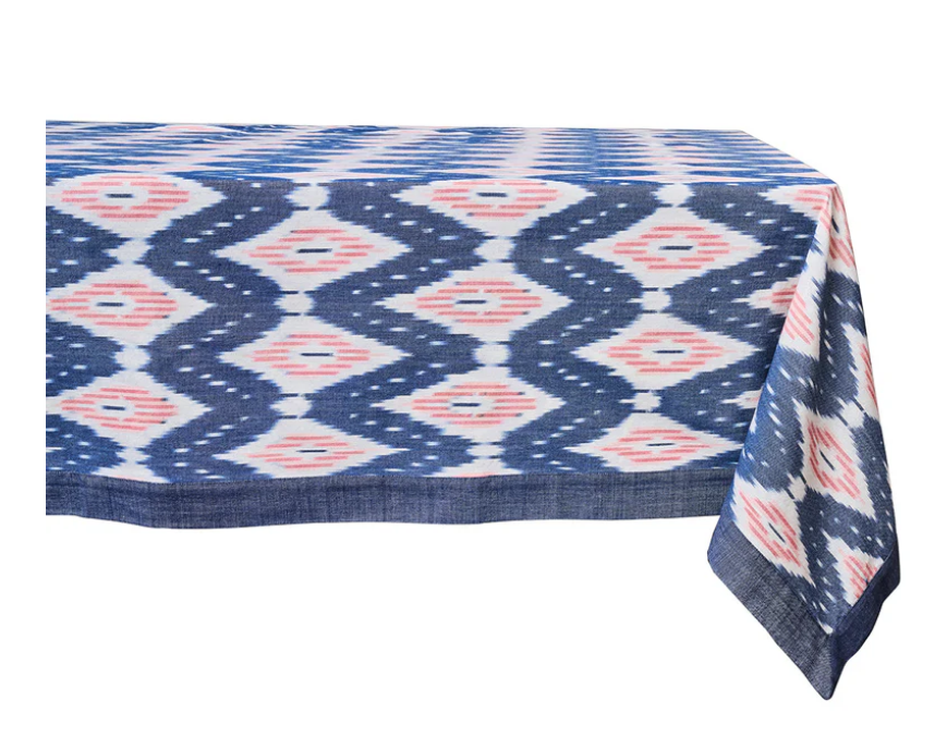 Juliska Ikat 60" x 120" Tablecloth - Blue/Pink