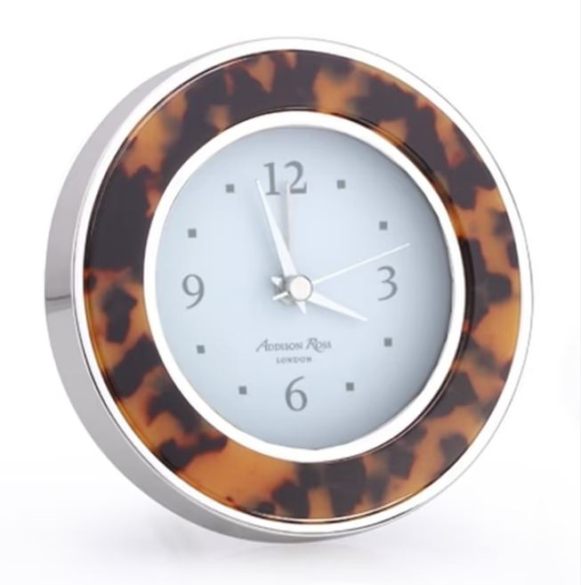 Tortoiseshell & Silver Alarm Clock
