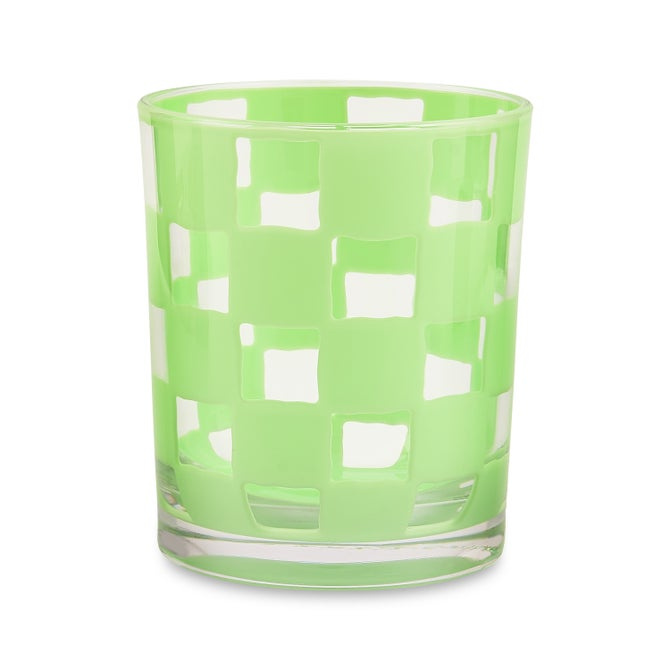Green Check Acrylic Tumblers, Set Of 4