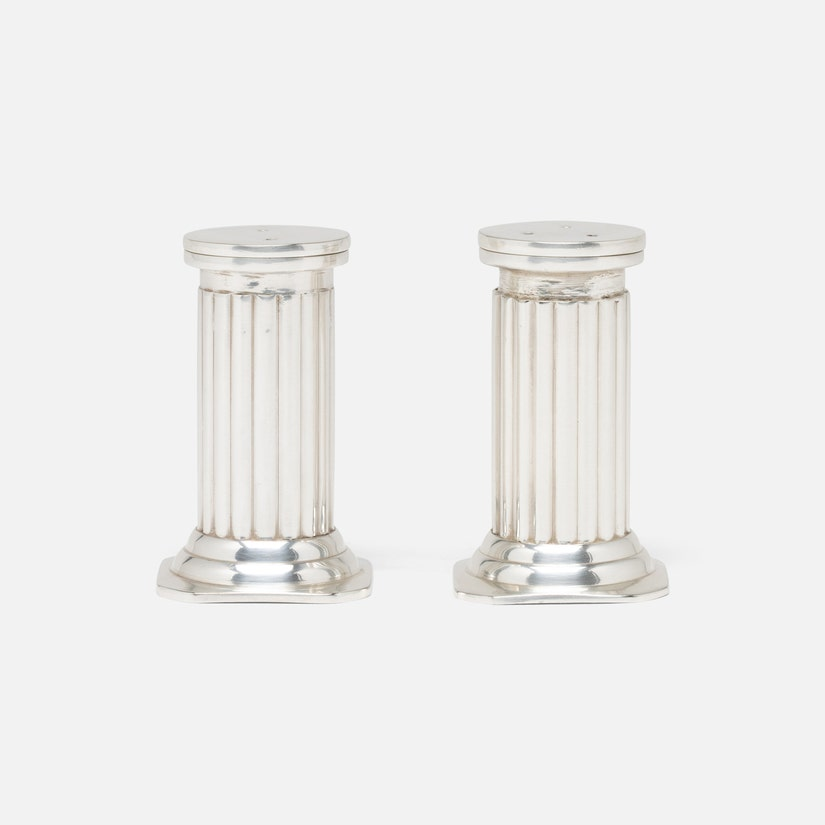 Lazarus Salt and Pepper Shakers Set Polished Silver Brass