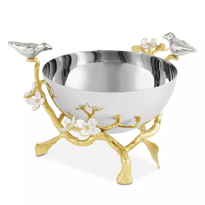 Michael Aram Lovebirds Silver & Gold Nut Bowl