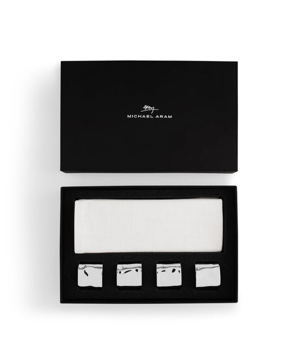 Michael Aram Reflective Gift Set - Napkin Rings and Napkins S/4