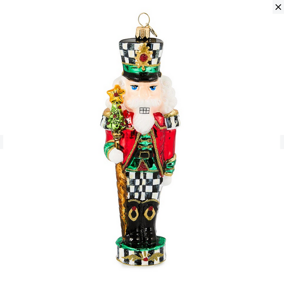 Mackenzie Childs Courtly Classic Nutcracker Glass Ornament