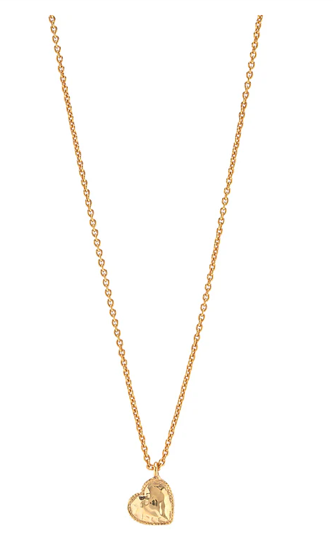 Love Heart Charm Necklace, 16"+2" - Gold