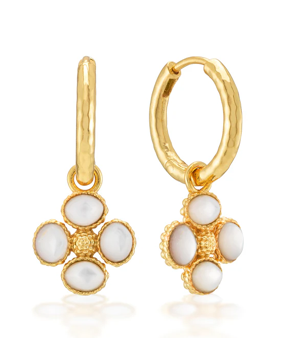 Berry Clover Hoop Earrings with Double Sided Charm