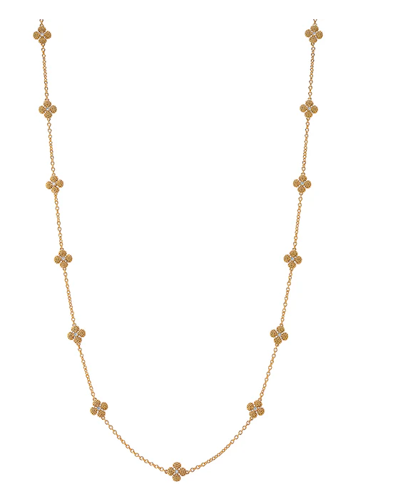 Berry Clover Double Sided Necklace, 34" - Pearl White