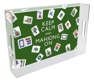 Keep Calm & Mahjong On Lucite Tray