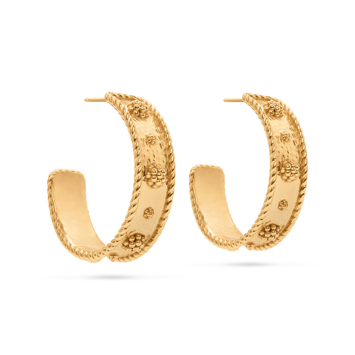 Berry Hoop Earrings in Hammered Gold